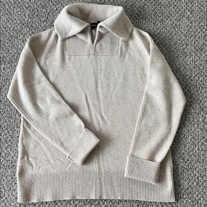 Theory Beige Collared Sweater cashmere m